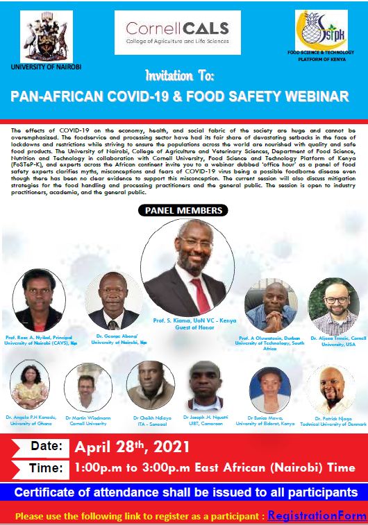 Pan-African Covid-19 and Food Safety Webinar April 28, 2021