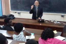 Prof. Pierluigi presenting to staff and students